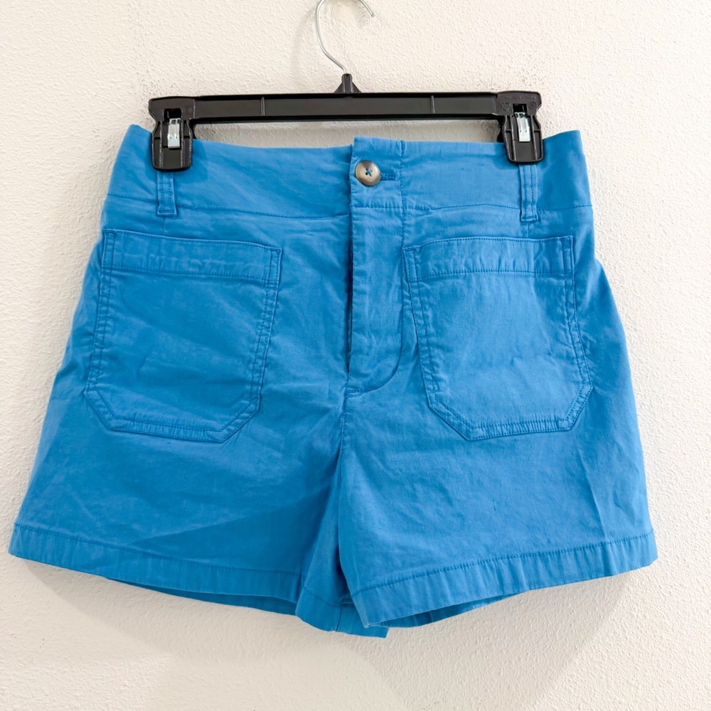 Anthropologie Maeve The Colette Blue Preppy Old Money Boho Retro Shorts 26 - Picture 2 of 4
